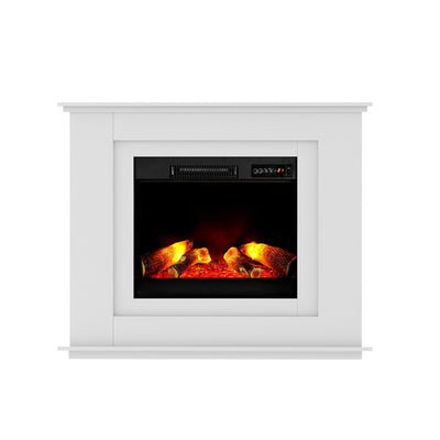 Devanti 2000W Electric Fireplace Mantle Portable Fire Log Wood Heater 3D Flame Effect White - Devanti