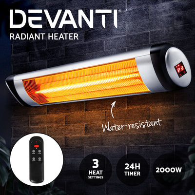 Devanti Electric Strip Heater Radiant Heaters 2000W - Devanti