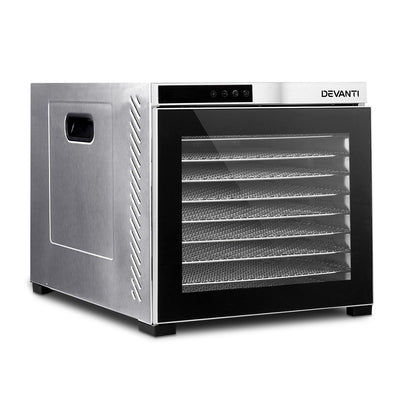 Devanti Commercial Food Dehydrator Silver and Black