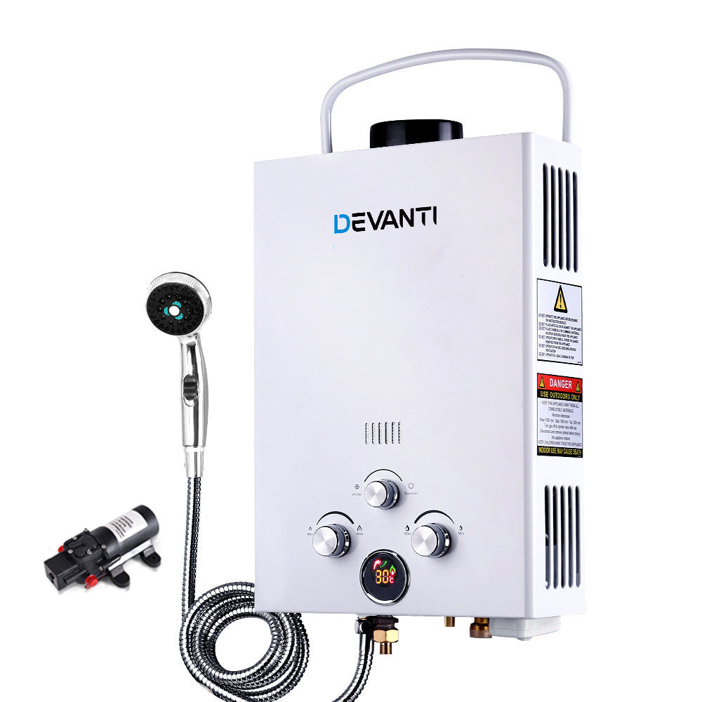 DEVANTi Outdoor Portable Gas Hot Water Heater Shower Camping LPG Carav –  Devanti