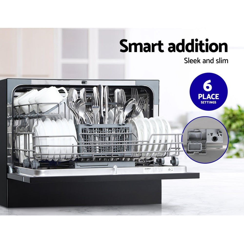 Devanti Place Settings Benchtop Dishwasher Black