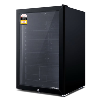 Devanti 115L Bar Fridge Glass Door Mini Freezer Fridges Countertop Beverage Commercial - Devanti
