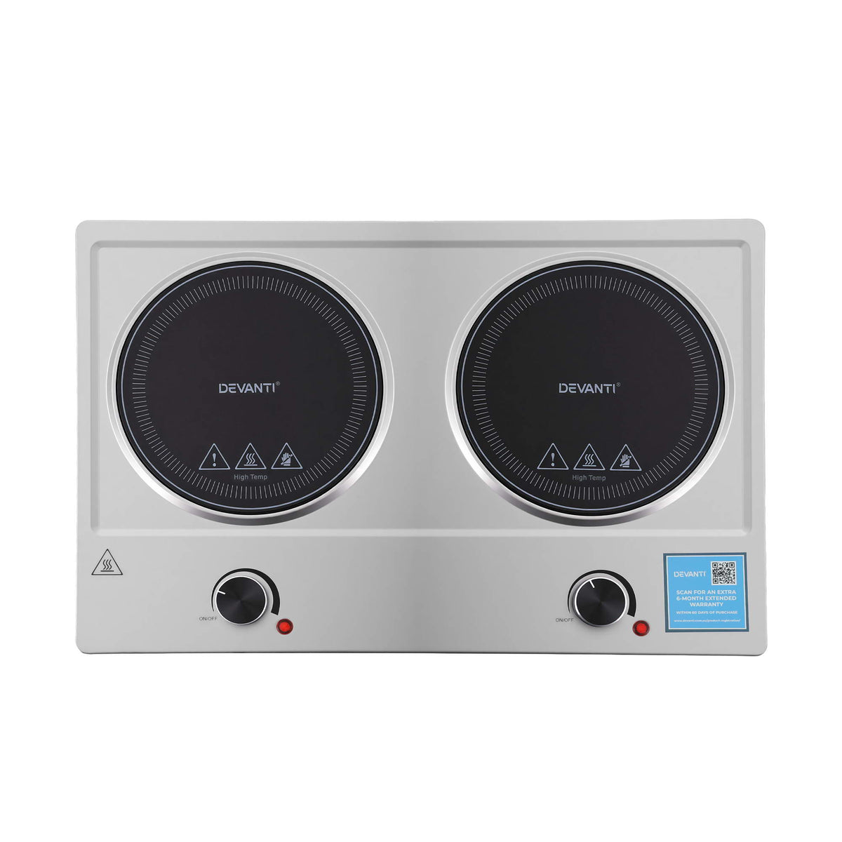 Devanti 2 Hobs Ceramic Cooktop Electric Hot Plate Infrared Knob Contro