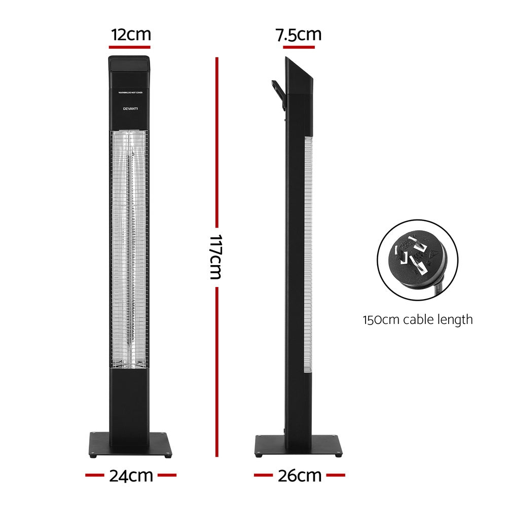 Devanti Radiant Tower Heater Electric Portable Remote Control 2000W He