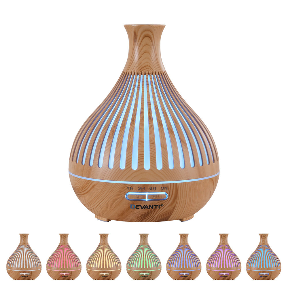 Devanti Ultrasonic Aroma Diffuser Aromatherapy 400ml LED Lights Iron H