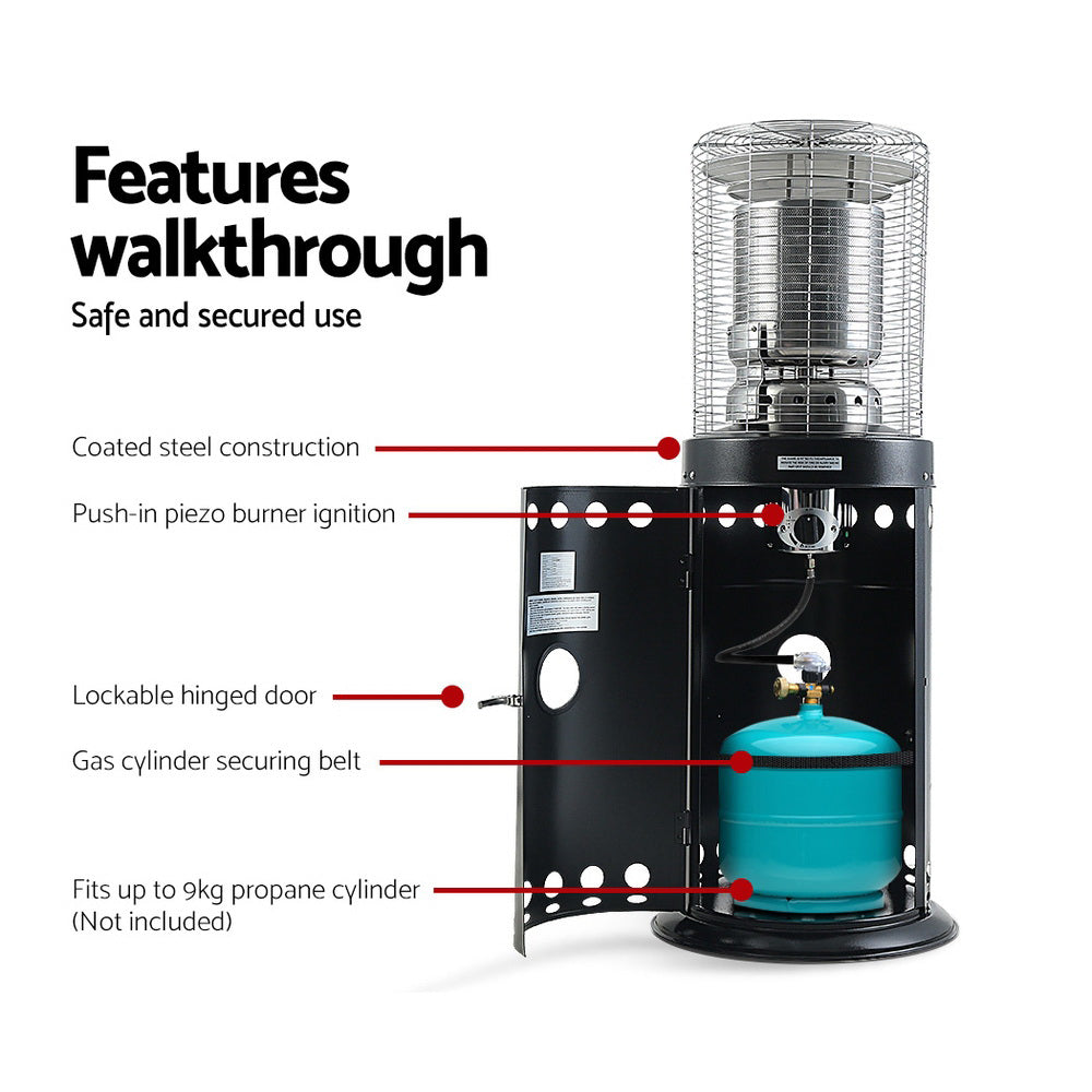 Devanti Outdoor Gas Patio Heater Black - Main Image