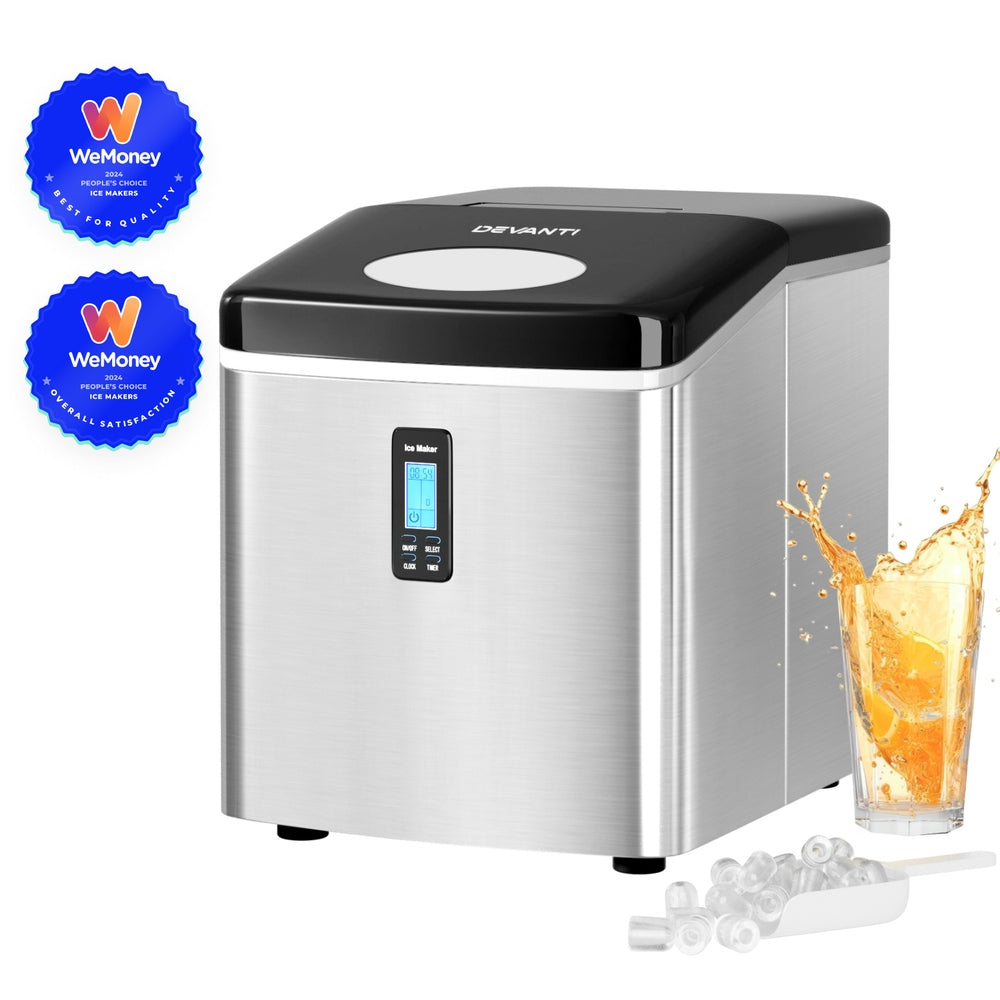Devanti 3.2L Stainless Steel Portable Ice Cube Maker
