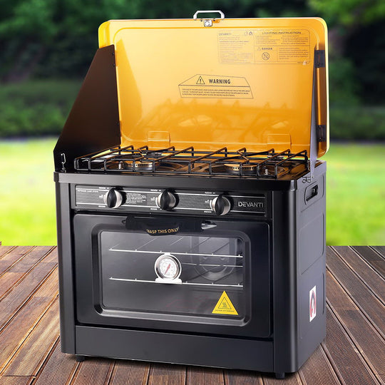 camping gas oven stove Devanti Portable Gas Oven LPG Black