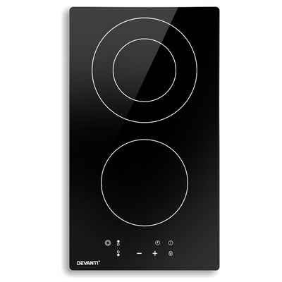 Devanti Electric Ceramic Cooktop 30cm Kitchen Cooker Cook Top Hob Touch Control 3-Zones Black