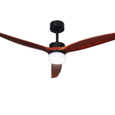 Devanti 52'' Ceiling Fan LED Light Remote Control Wooden Blades Dark Wood Fans - Devanti