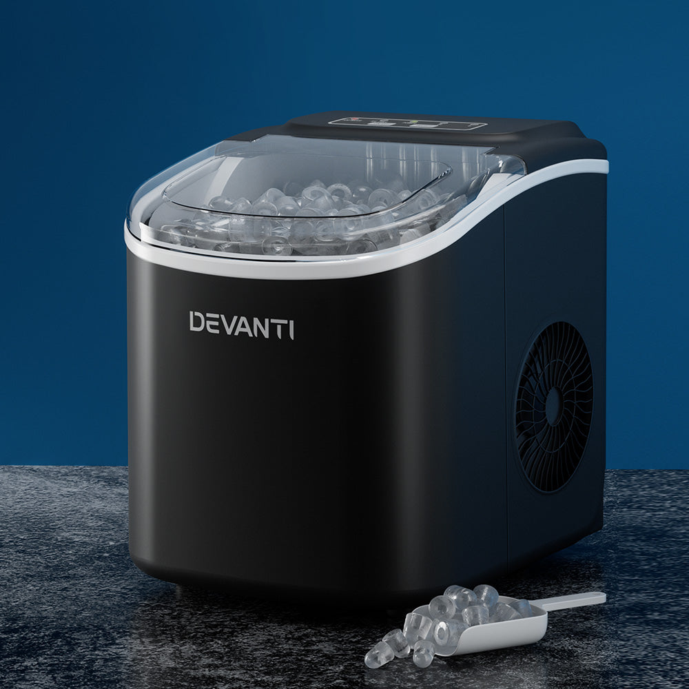 Devanti Portable Ice Maker Machine Ice Cube Tray 12kg Bar Countertop B