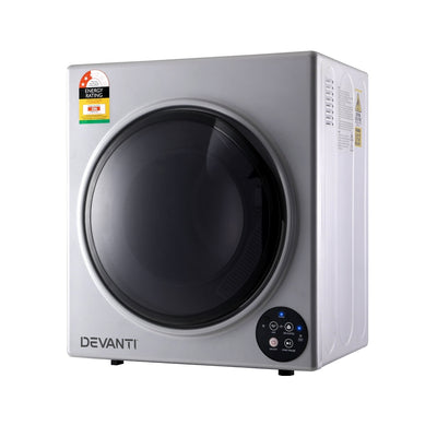 Devanti 5kg Tumble Dryer Fully Auto Wall Mount Kit Clothes Machine Vented Silver - Devanti