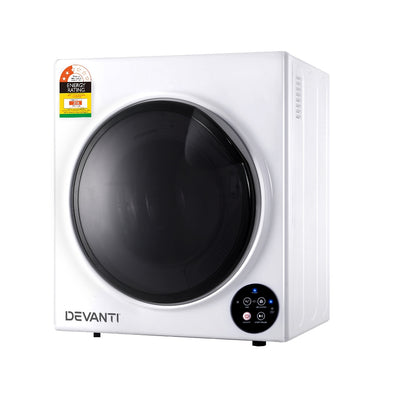 Devanti 5kg Tumble Dryer Fully Auto Wall Mount Kit Clothes Machine Vented White - Devanti